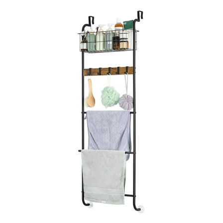 OLOV Bathroom 5-Tier Over The Door Towel Rack, Brown