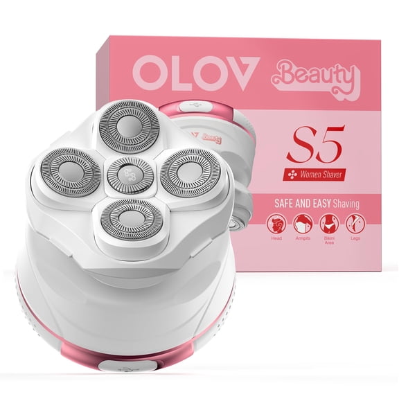 OLOV Electric Razor for Womens 5-Head Electric Shaver, Rechargeable Cordless Rotary Face & Head Shaver, IPX7 Waterproof Washable Grooming Razor with Type-C Charging, Gift for Women Mom Wife