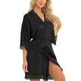 thumbnail image 1 of OLRIKES Women's Satin Robes Soft Short Kimono Bride Robe Sexy Silk, 1 of 5