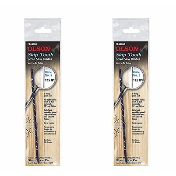 OLSON SAW FR44600 Skip Tooth 0.038 x 016-Inch 12.5 TPI Scroll Saw Blade (2)