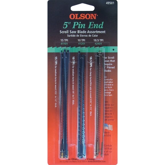 OLSON SAW FR49501 Pin End Scroll Saw Blade