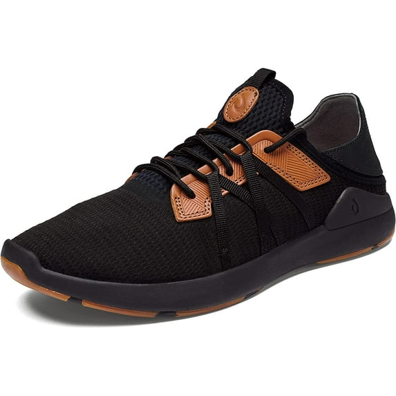 OLUKAI Mio Li Men's Athletic Lightweight Lace Up 2 in 1 Slide and Shoe - Black / Brown - Size 10