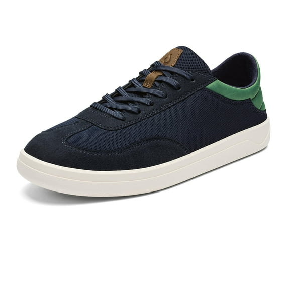 OLUKAI Punini Men's Everyday Sneaker, Classic Lace-Up Design & Countoured Footbed, Comfort Fit & Wet Grip Rubber Soles, Durable & Supportive, Navy/Bamboo, 10