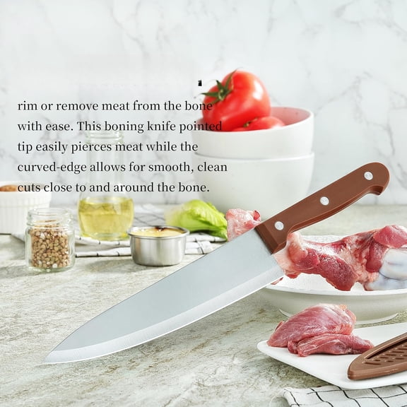 OLULU 8 inch Chef Knife, Razor Sharp Kitchen Knife with Protective Knife Sheath, Razor Sharp Slicing Knife with Ergonomic Handle, German Stainless Steel, Dishwasher Safe (Brown Color)
