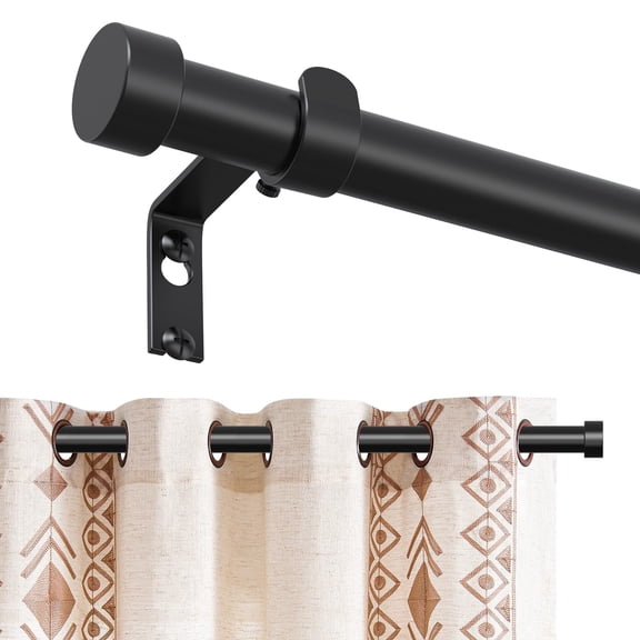 OLV Black Curtain Rods for Windows 32 to 40 Inch, 1 Inch Adjustable Heavy Duty Decorative Window Rods with Classic End Cap