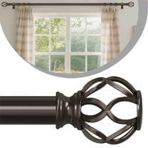OLV 1" Adjustable Single Curtain Rod 30-60" with Twist Cage Finial Brown