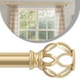 thumbnail image 1 of OLV 1" Adjustable Single Curtain Rod 36-120" with Twist Cage Finial Gold, 1 of 8