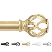 OLV 1" Gold Twist Cage Adjustable Single Curtain Rod Set for Windows,36-120"