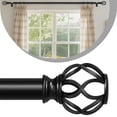 thumbnail image 1 of OLV 1" Adjustable Single Curtain Rod 36-88" with Twist Cage Finial Black, 1 of 8