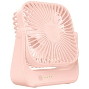 OLV Desk Fan 4 Speeds Stronger Cooling Airflow Portable Small Fan Rechargeable Ultra Quiet Personal Mini Fan for Office,Bedroom,Home Kitchen Outdoor Activities Adjustable 360° Tilt Head Pink