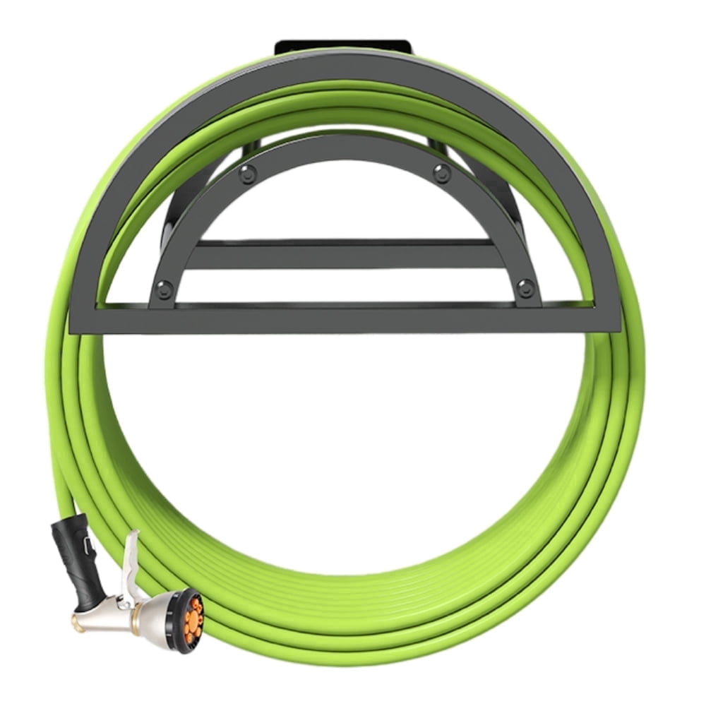 OLV Hose Holder Wall Mount, Outdoor Water Pipe Holder Holds 125ft/95lb Hose, Heavy Duty Metal Detachable Hose Hanger Reel Storage Organizer