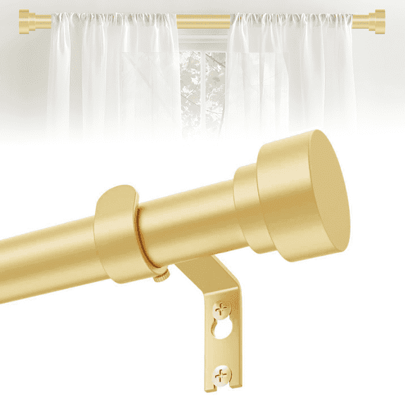 OLV 1" Heavy Duty Adjustable Gold Curtain Rods for Windows, Modern Decorative Drapery Rod 30-60" with Classic Finial