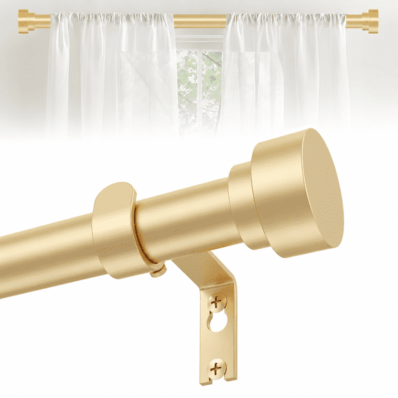 OLV 1" Heavy Duty Adjustable Gold Curtain Rods for Windows, 30-60" with Decorative Solid Finial