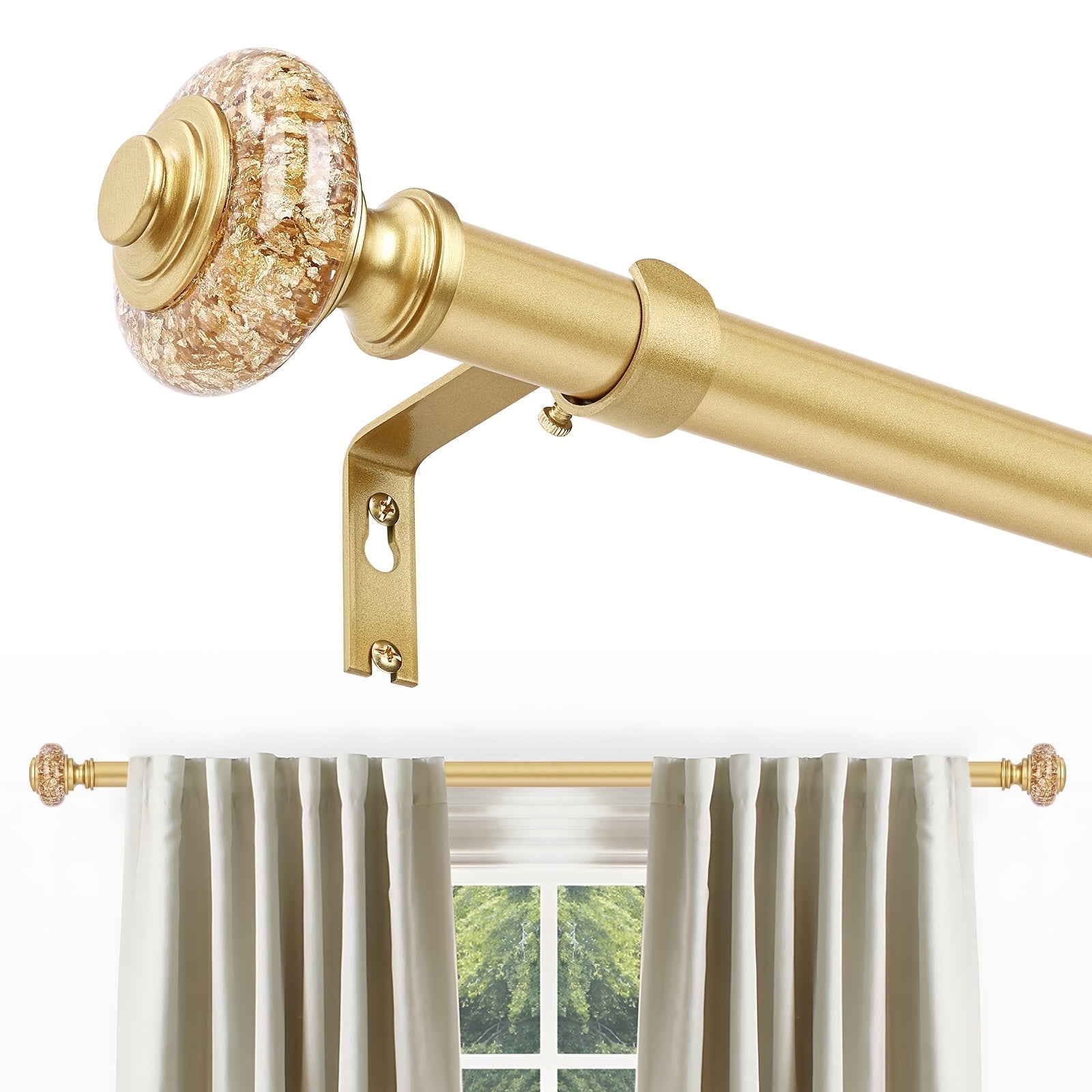 OLV Gold Curtain Rods 36-88 Inch Decorative Vintage Crystal 1 ...