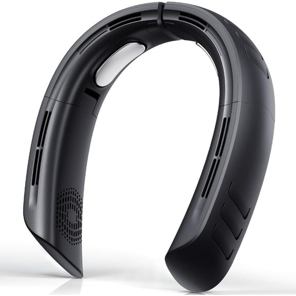 OLV Neck Fan 6000mAh Rechargeable Battery 18Hrs 4 Turbine Motor Powerful 360° Cooling Airflow 3 Speeds Portable Foldable Fan Ultra-Quiet Personal Fan Gifts for Men Women Home Office,Work,Travel Black