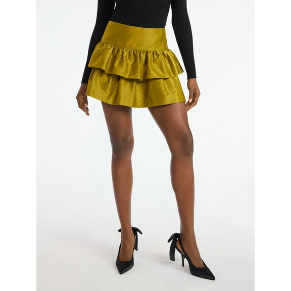 Scoop Women's and Women's Plus Tiered Ruffle Mini Skirt, Sizes XS-4X
