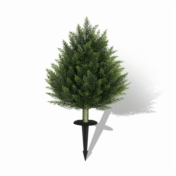 OLIVIVI Artificial Cedar Tree 5FT Tall Faux Silk Plant for Home Office Decor Indoor Outdoor Fake Lifelike Potted Christmas Tree with Wood Branches 1 pack