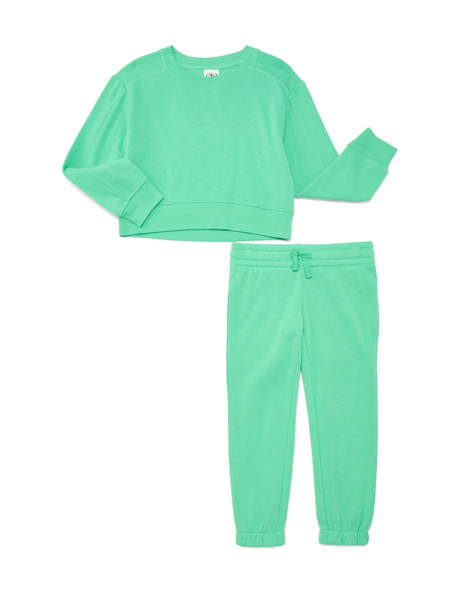 Athletic Works Girls Fleece Sweatshirt and Sweatpants Set, 2-Piece, Sizes 4-18 & Plus
