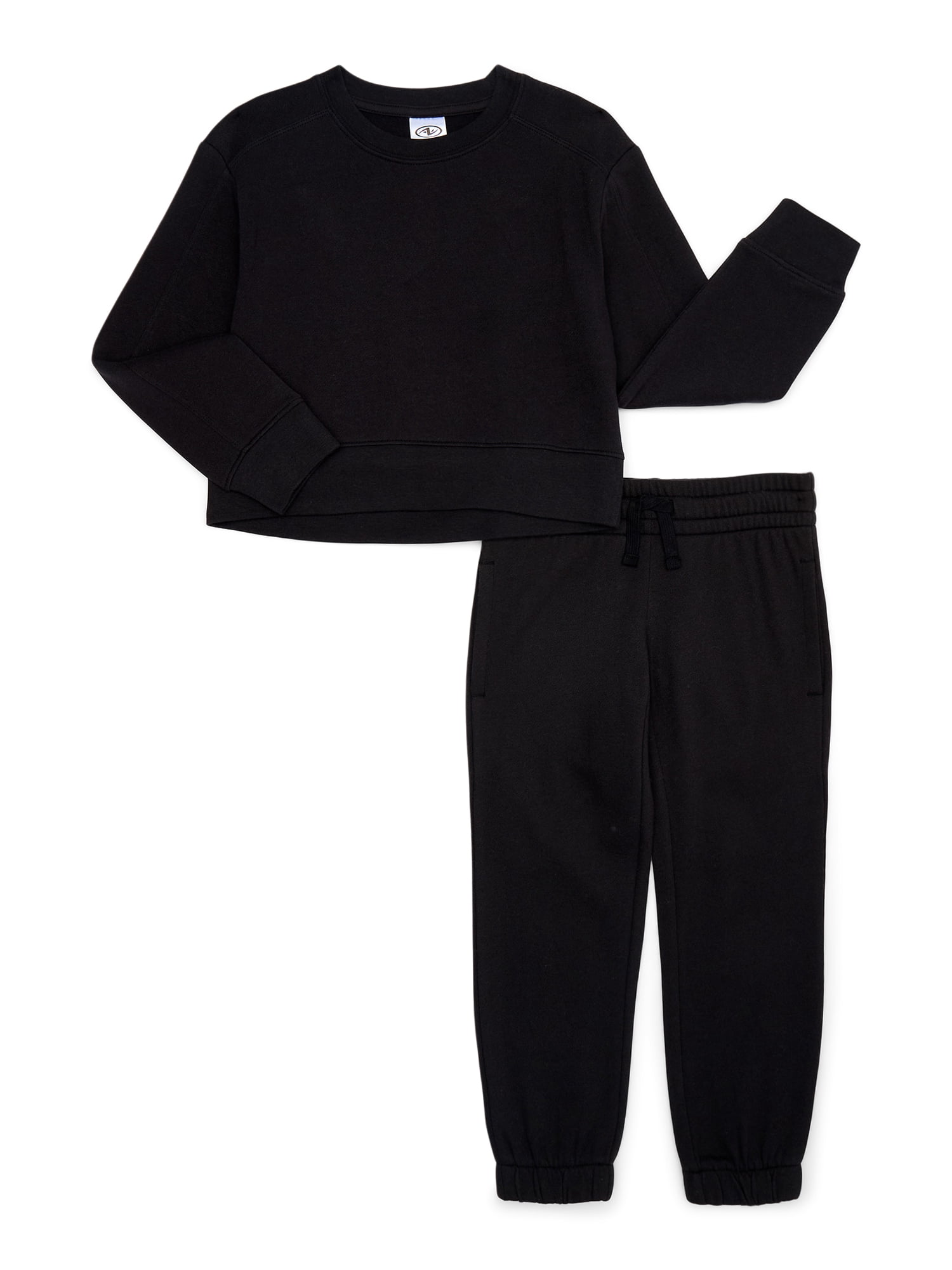 Athletic Works Girls Fleece Sweatshirt and Sweatpants Set, 2-Piece, Sizes 4-18 & Plus
