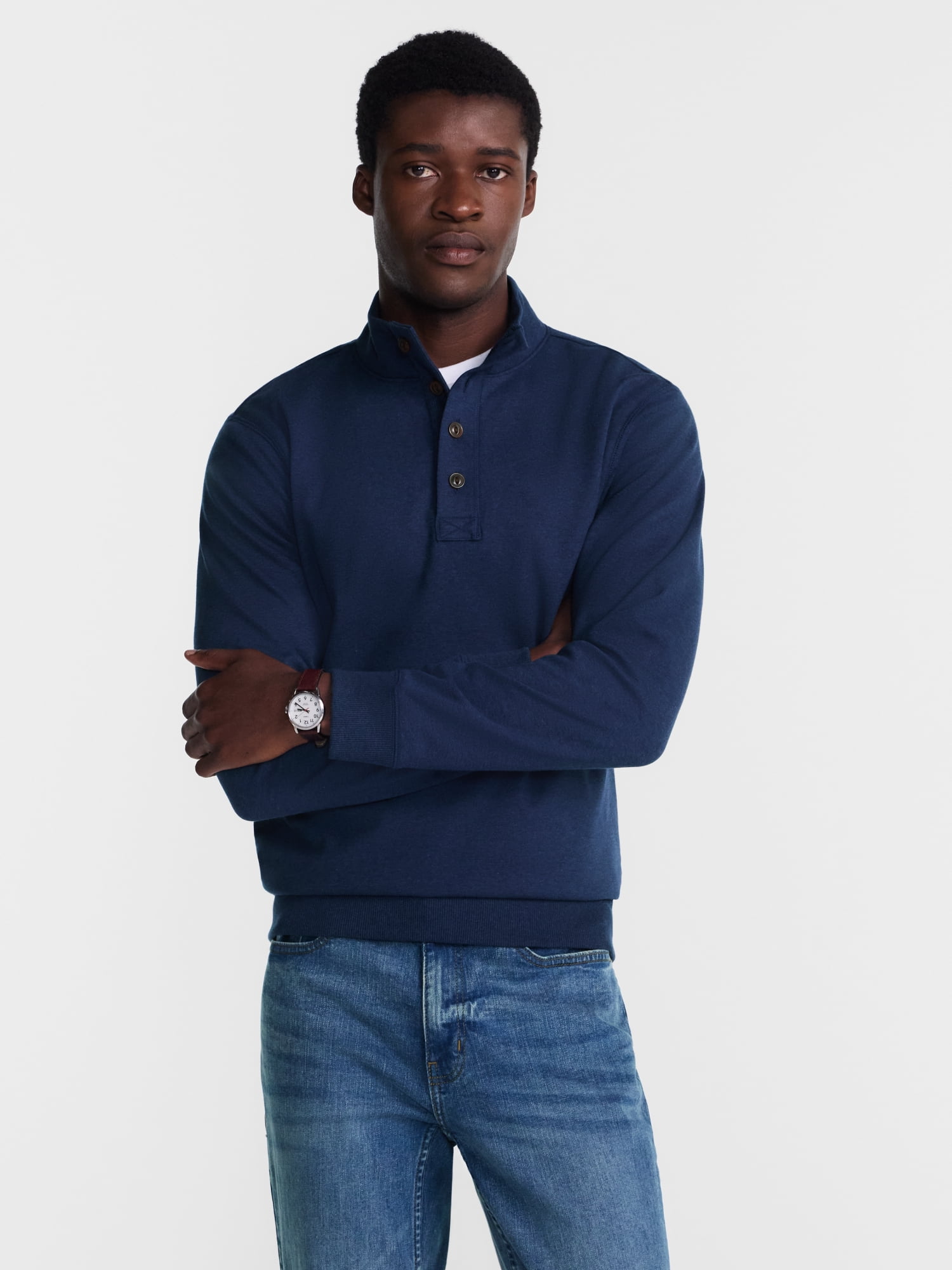 George Men's Knit Pullover Sweatshirt with Long Sleeves, Sizes S-5XB