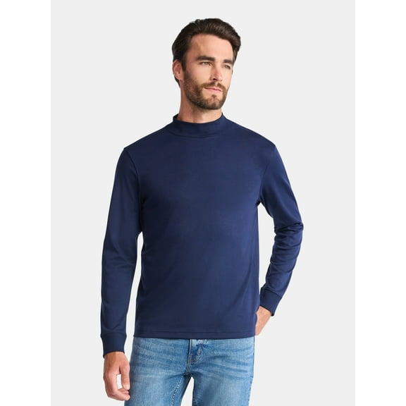 George Men's Mock Neck Pullover with Long Sleeves, Sizes S-3XL