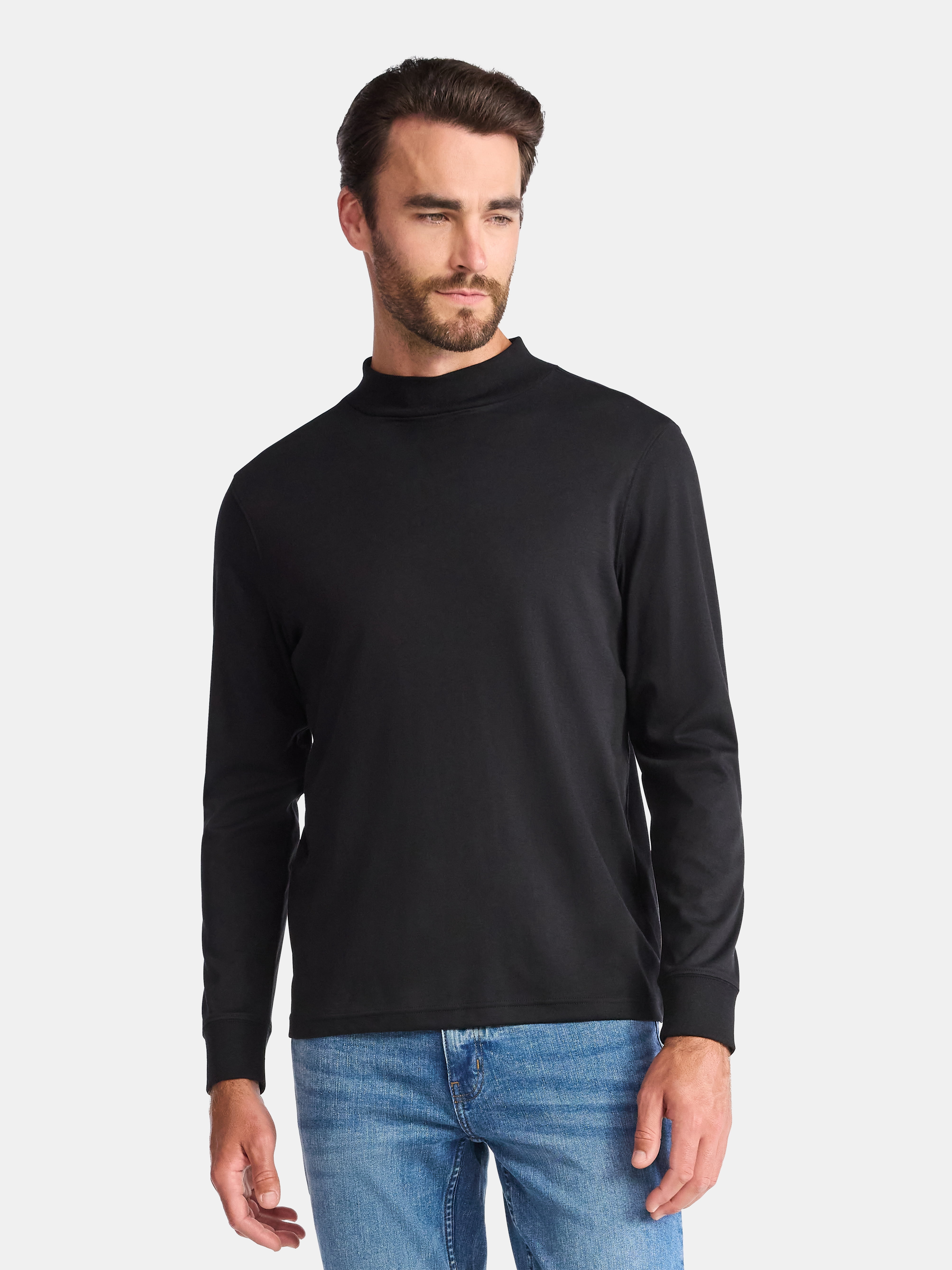 George Men's Mock Neck Pullover with Long Sleeves, Sizes S-3XL