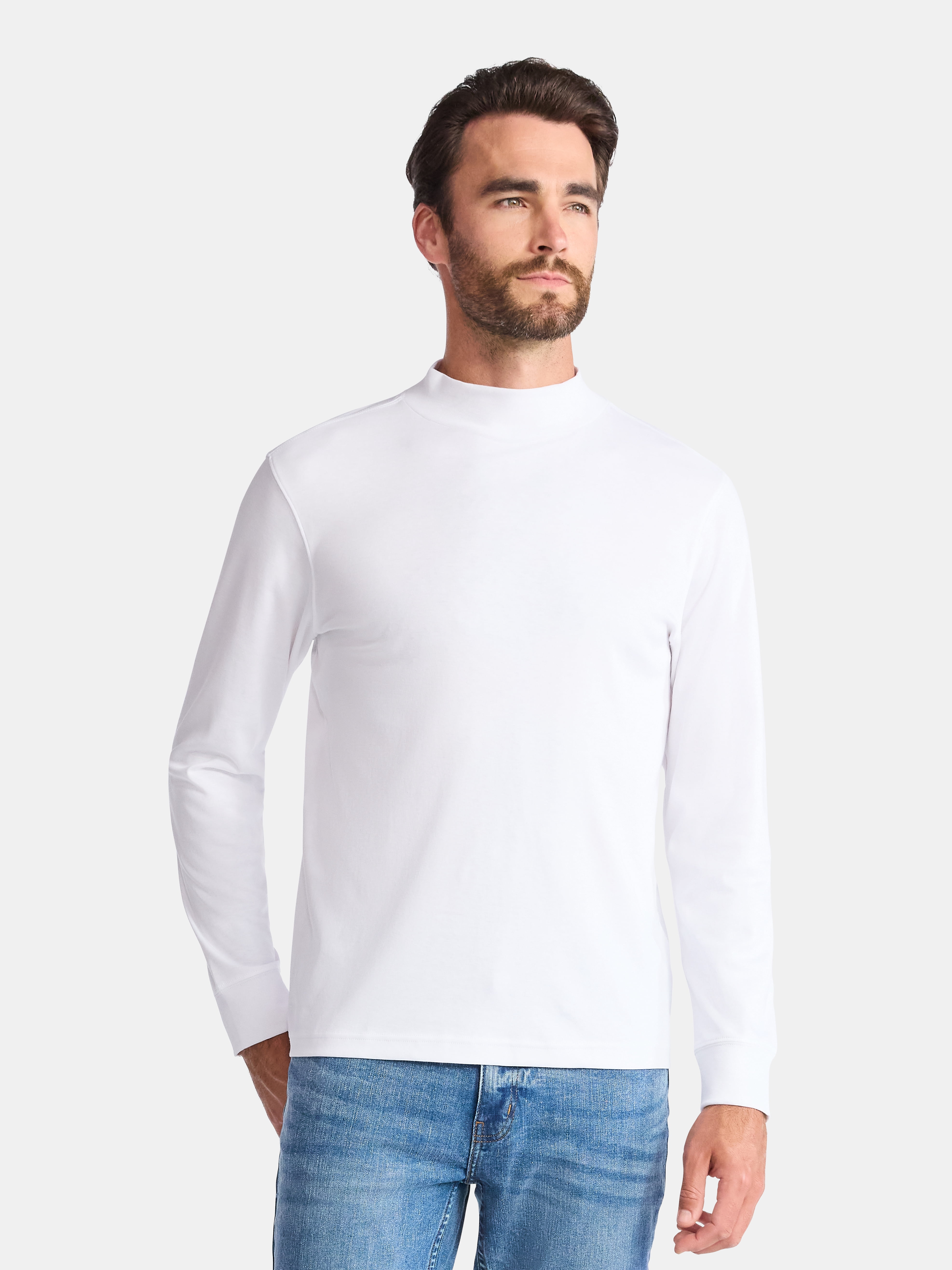 George Men's Mock Neck Pullover with Long Sleeves, Sizes S-3XL