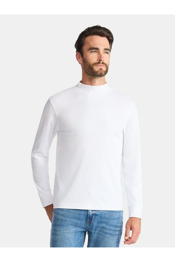 Men's Mock Neck Pullover with Long Sleeves, Sizes S-3XL