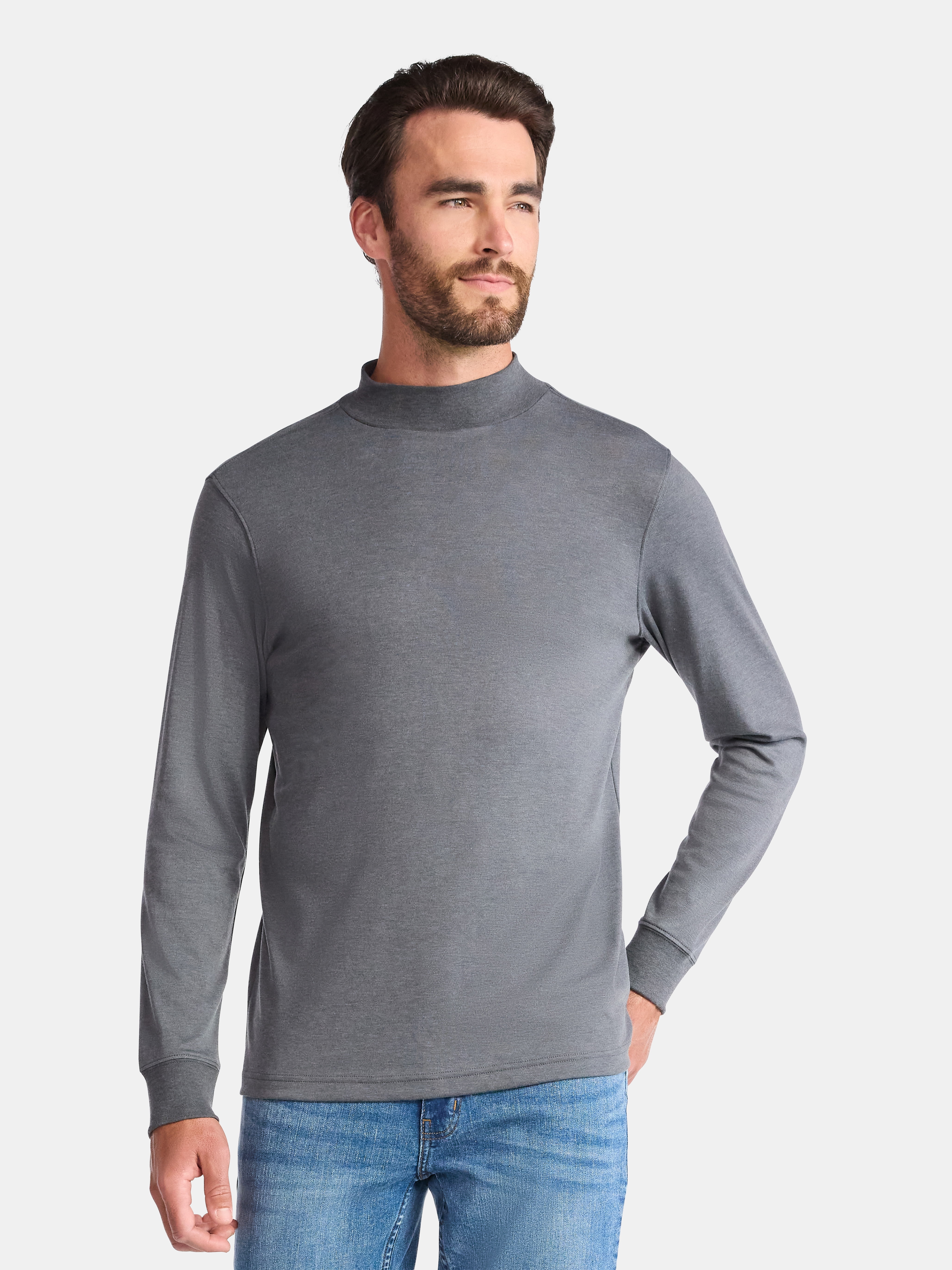 George Men's Mock Neck Pullover with Long Sleeves, Sizes S-3XL