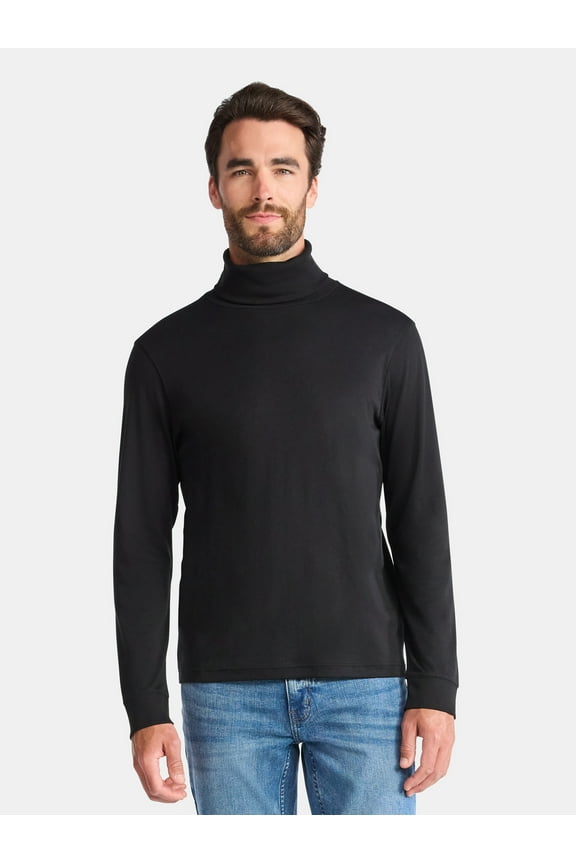 Men's Turtleneck Pullover with Long Sleeves, Sizes S-3XL