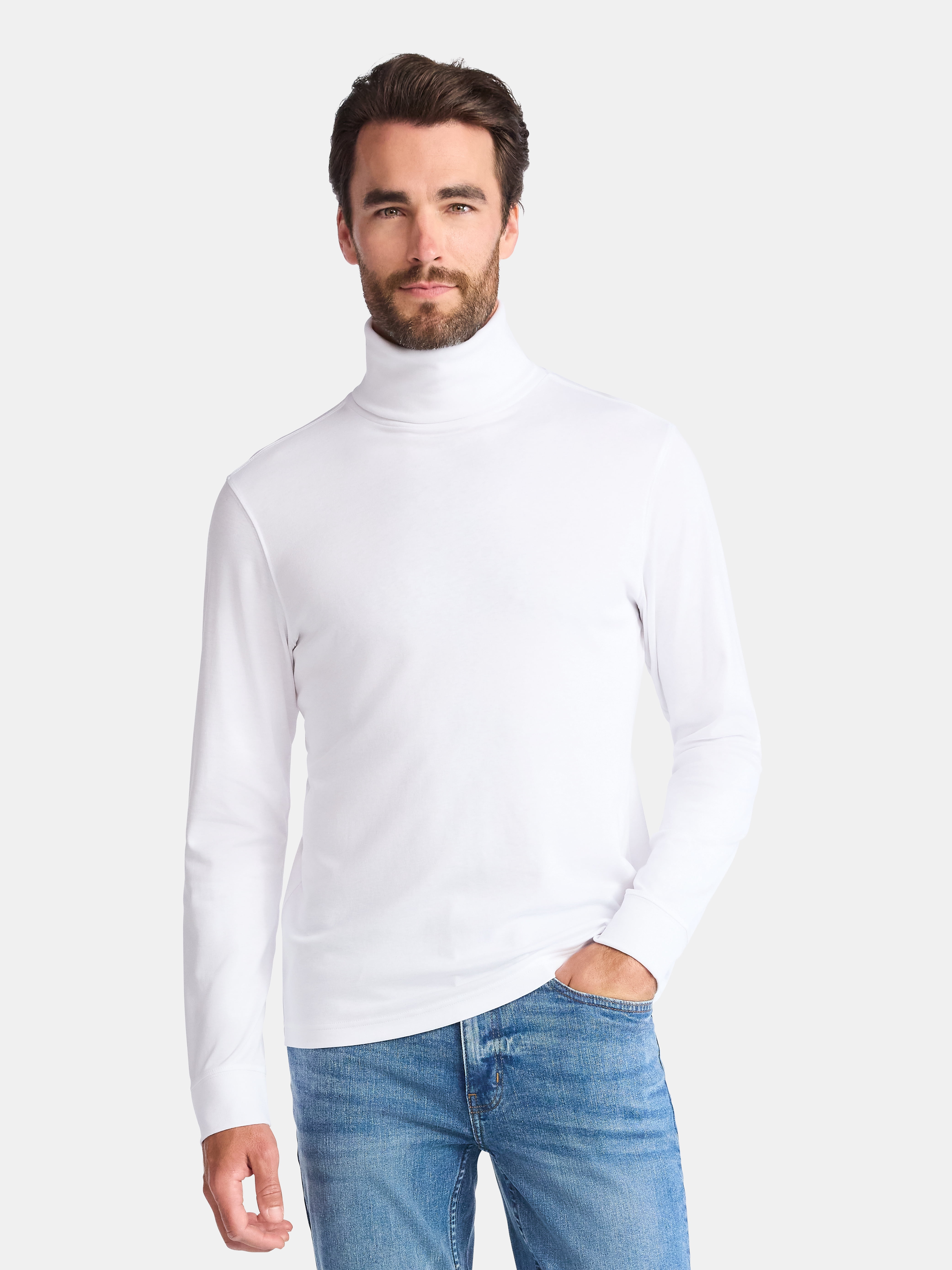 George Men's Turtleneck Pullover with Long Sleeves, Sizes S-3XL