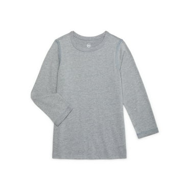 Wonder Nation Boys Adaptive Abdominal Port Tee with Long Sleeves, Sizes 4-18 & Husky