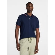 George Mens and Mens Big & Tall Tipped Pique Polo Shirt with Short Sleeves, Sizes XS-5XL, LT-3XLT