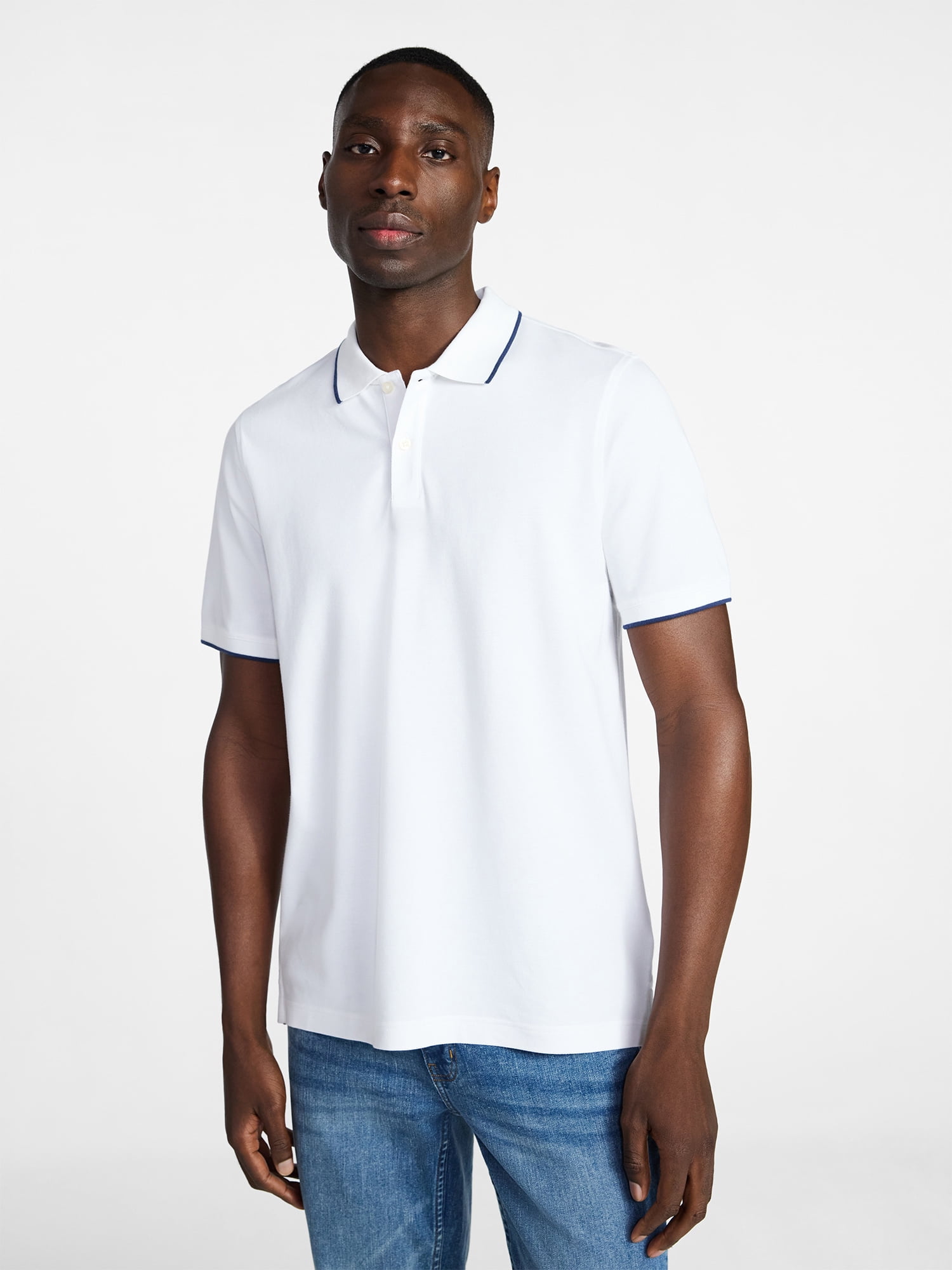 George Men's and Men's Big & Tall Tipped Pique Polo Shirt with Short Sleeves, Sizes XS-5XL, LT-3XLT