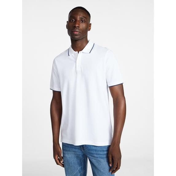 George Men's and Men's Big & Tall Tipped Pique Polo Shirt with Short Sleeves, Sizes XS-5XL, LT-3XLT