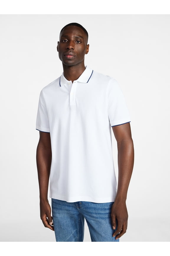 Men's and Men's Big & Tall Tipped Pique Polo Shirt with Short Sleeves, Sizes XS-5XL, LT-3XLT