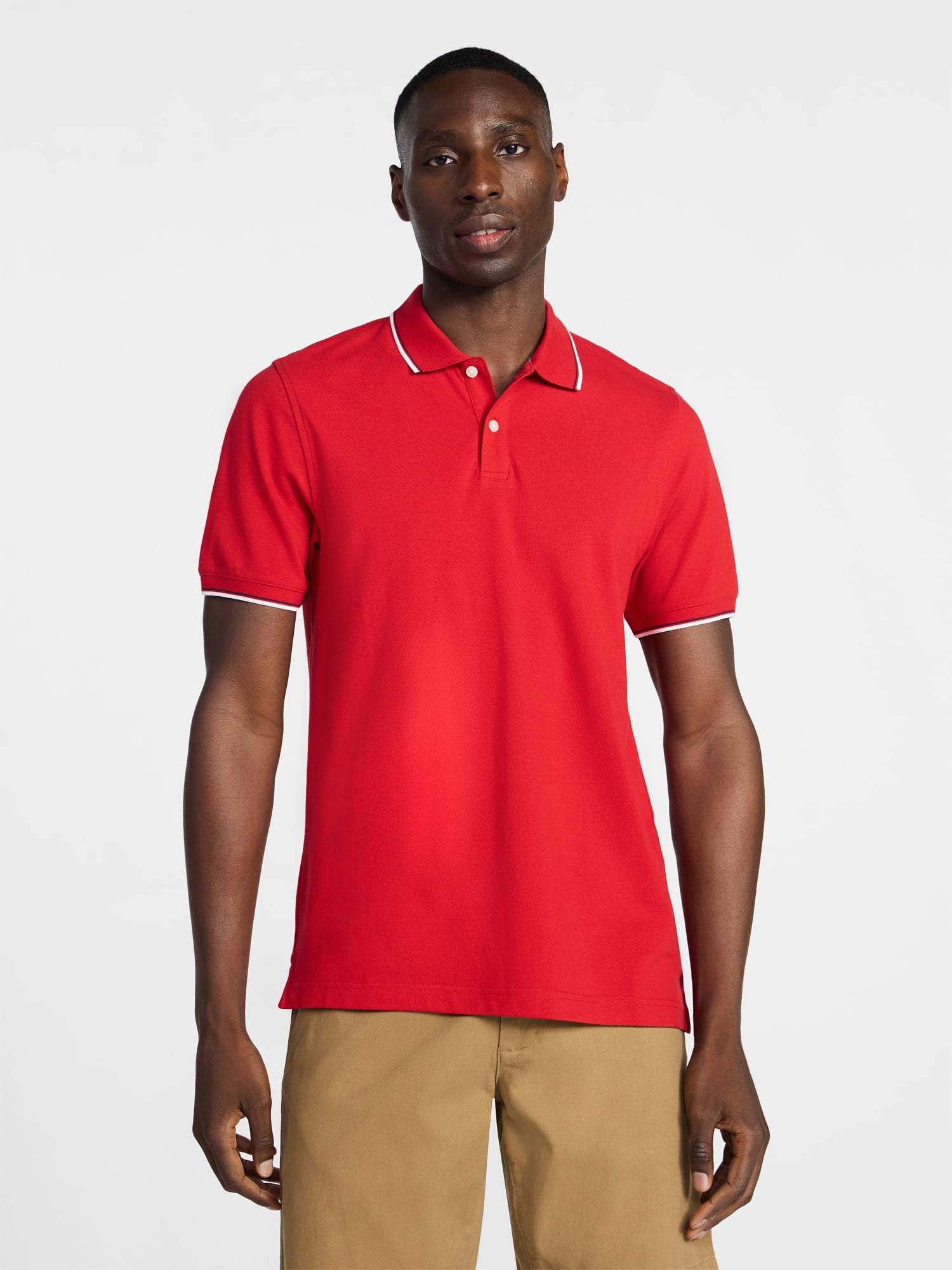 George Men's and Men's Big & Tall Tipped Pique Polo Shirt with Short Sleeves, Sizes XS-5XL, LT-3XLT