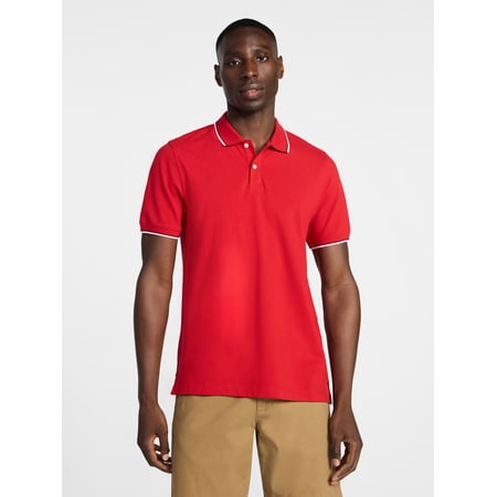 George Men's and Men's Big & Tall Tipped Pique Polo Shirt with Short Sleeves, Sizes XS-5XL, LT-3XLT