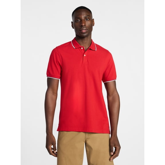 George Men's and Men's Big & Tall Tipped Pique Polo Shirt with Short Sleeves, Sizes XS-5XL, LT-3XLT