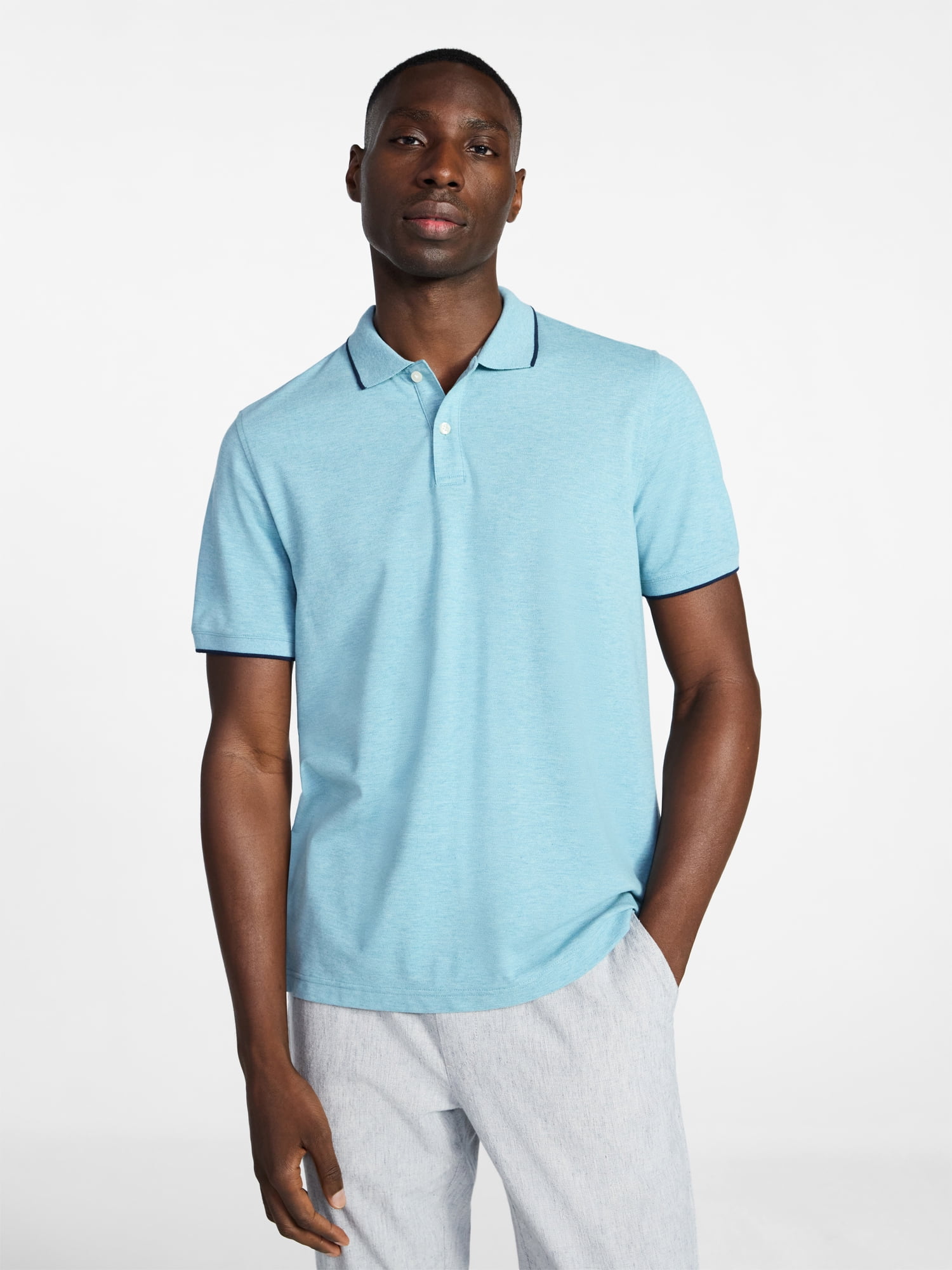 George Men's and Men's Big & Tall Tipped Pique Polo Shirt with Short Sleeves, Sizes XS-5XL, LT-3XLT