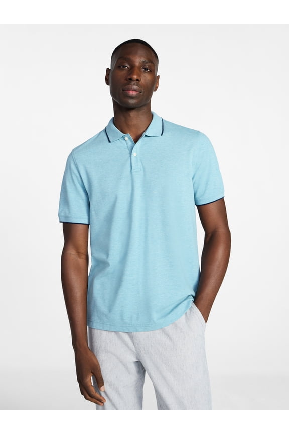 Men's and Men's Big & Tall Tipped Pique Polo Shirt with Short Sleeves, Sizes XS-5XL, LT-3XLT