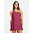 thumbnail image 1 of Time and Tru Women's and Women's Plus Size One Shoulder Swim Dress, Sizes XS-3X, 1 of 5