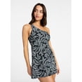 thumbnail image 1 of Time and Tru Women's and Women's Plus Size One Shoulder Swim Dress, Sizes XS-3X, 1 of 5