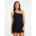 thumbnail image 1 of Time and Tru Women's and Women's Plus Size One Shoulder Swim Dress, Sizes XS-3X, 1 of 5