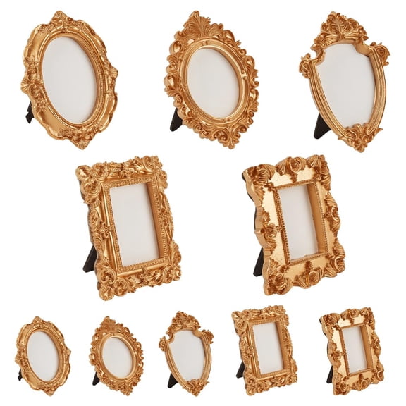 OLYCRAFT 10Pcs 5 Styles Vintage Resin Picture Frames Resin Oval Rectangle Frame Mini Retro Frame Antique Photo Tiny Frames for Photo Home Decoration Y102