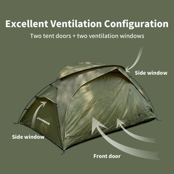 OLYMMONS 2-Person Waterproof & Windproof Tent for Camping, Hiking, and Outdoor Adventures