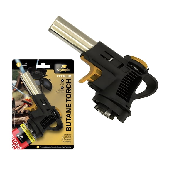 Olympia Dual Flame Butane Torch with Auto-Ignition and Adjustable Control