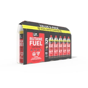 Olympia 5-pack 8 oz Butane Gas Cartridges for Portable Stoves and Heaters - Dual Safety System