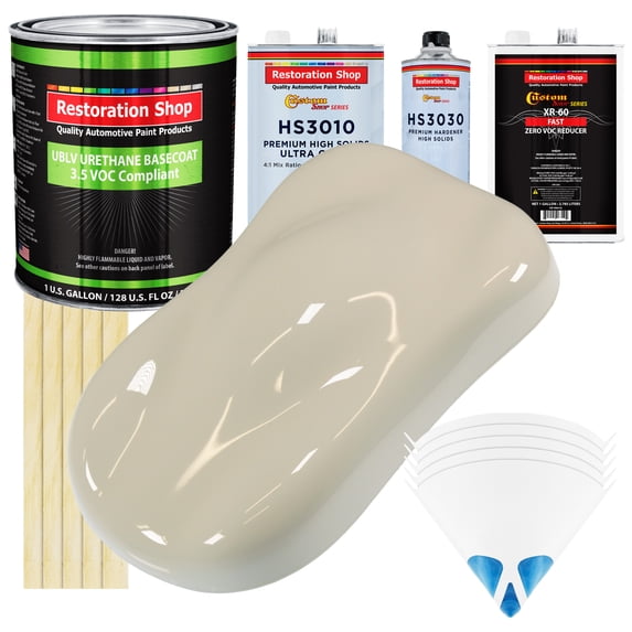 OLYMPIC WHITE Low Voc Urethane Basecoat/Premium Clearcoat Car Auto Paint Complete FAST Gallon Kit - Restoration Shop