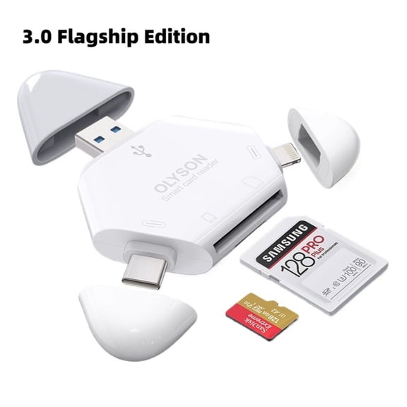 OLYSON 3-in-1 Card Reader for IPhone, USB 3.0 Memory Card Adapter for SD/TF Card To Type-C/USB